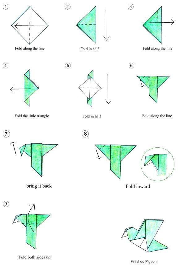 Оригами “голубь мира”: простые поэтапные схемы для детей