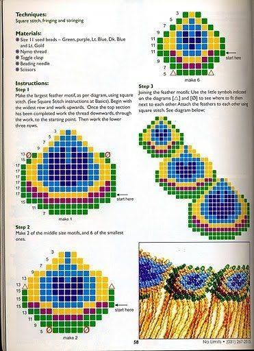 Перо павлина из бисера схема