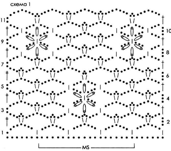 Узор цветы крючком схема