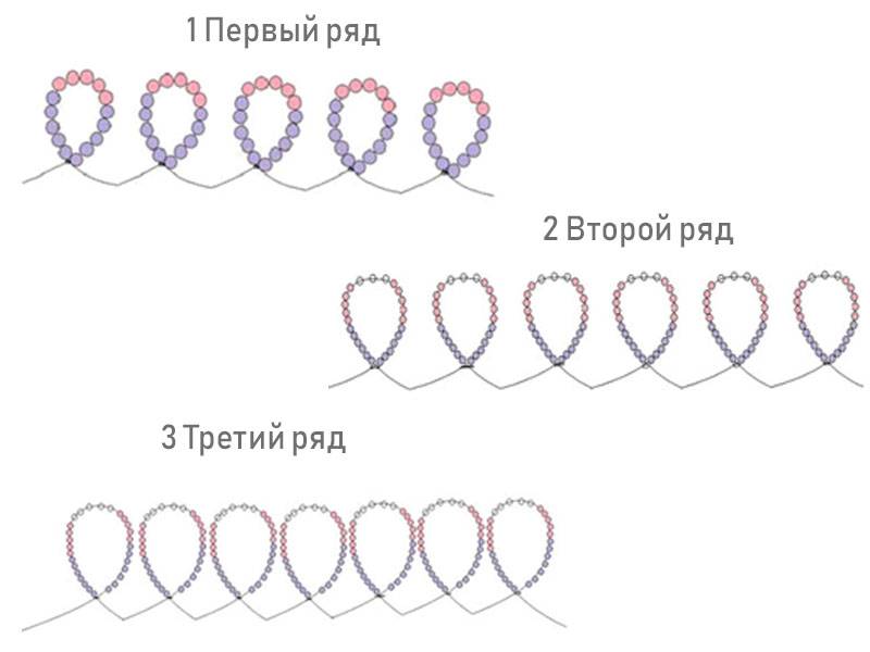 Петельное плетение бисером схемы