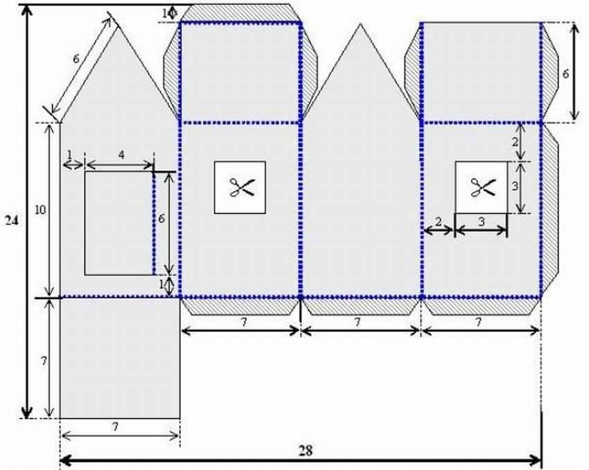 Чертеж домика из бумаги