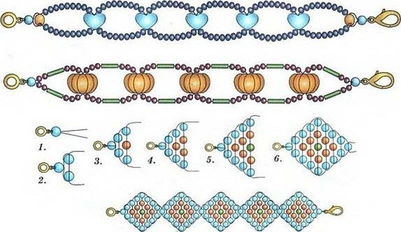 Как сделать из бисера браслеты схемы для начинающих