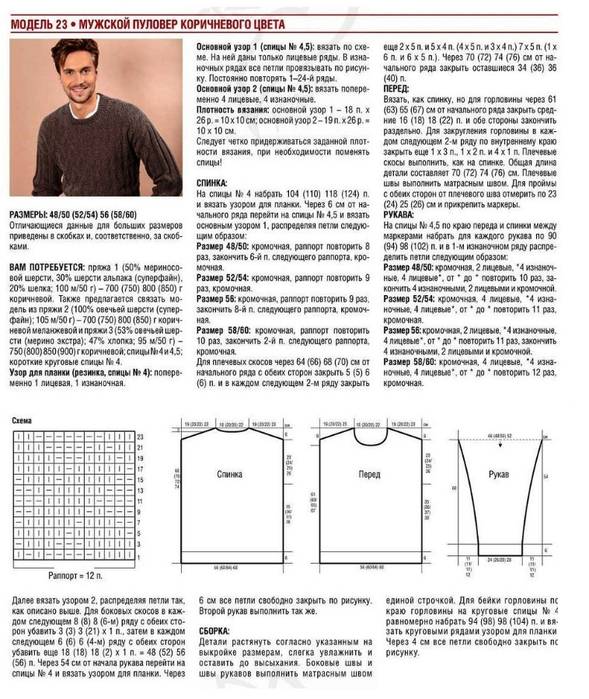 Как связать мужской свитер спицами: простые схемы