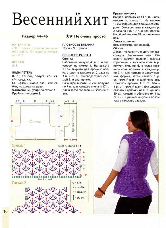 Жилетки женские вязаные крючком схемы