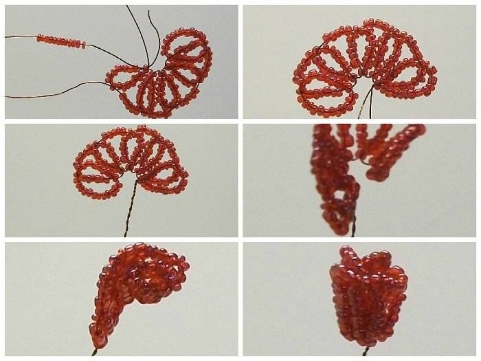 Схема розы из бисера на проволоке