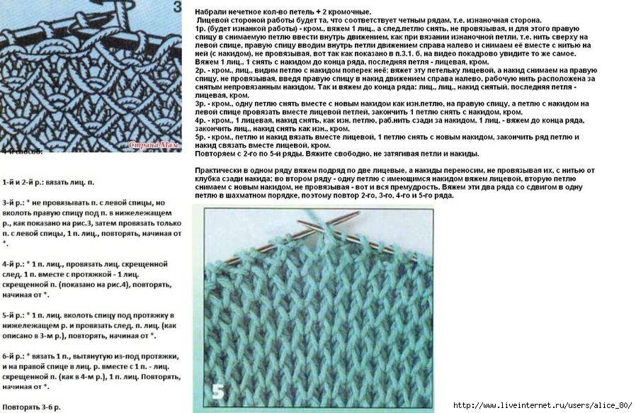 Схемы вязания и варианты узора соты, связанного спицами