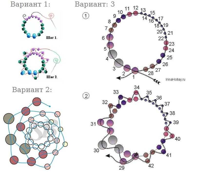 Браслет из бисера круглый жгут схема