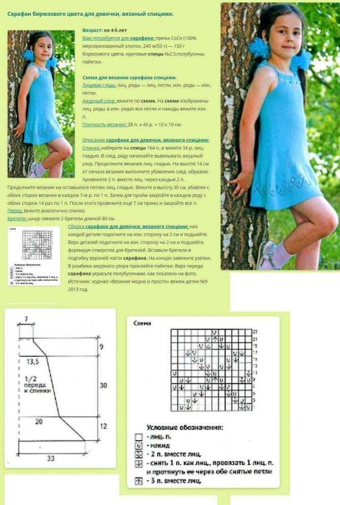 Сарафан для девочки спицами 37 моделей с описанием и схемами, вязание для детей
