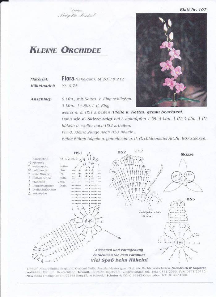 Орхидея вязаная крючком схема