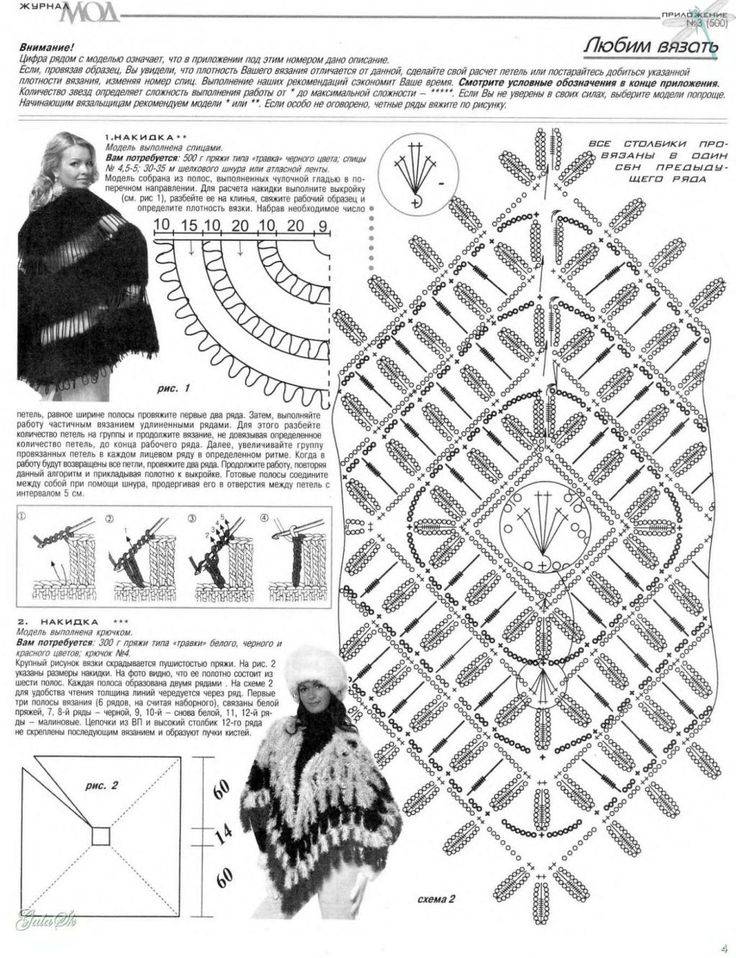 Схема вязания накидка шаль крючком - 95 фото