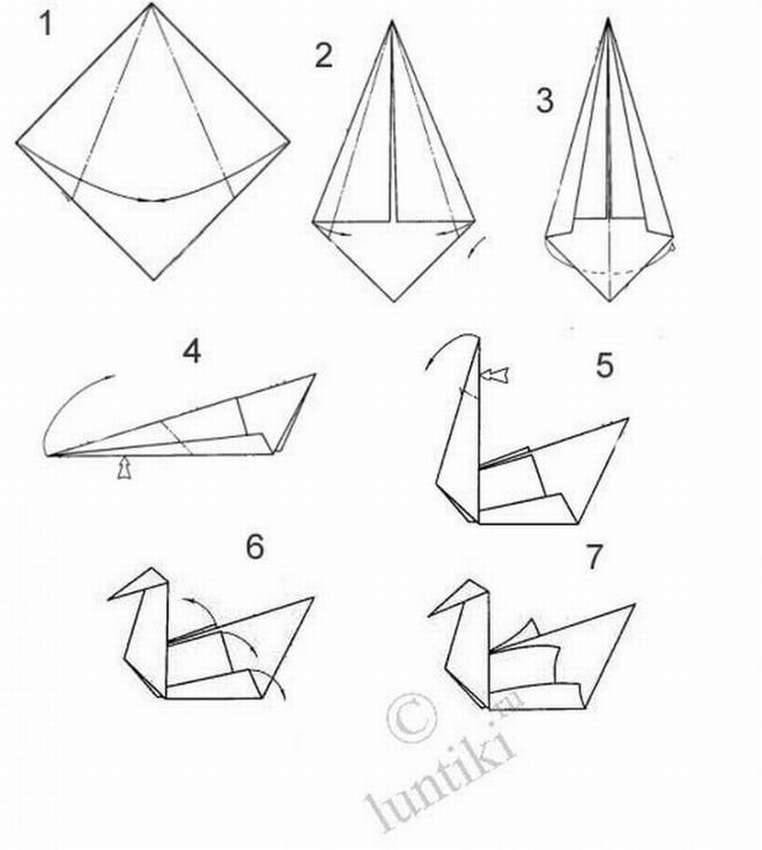 Лебедь из бумаги оригами  как сделать модули для лебедя