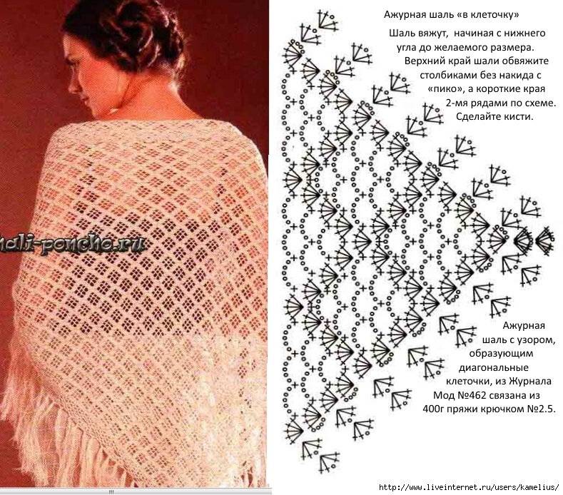 Вязание крючком шали и платки схемы и описание фото