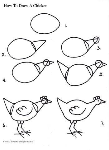 Нарисовать курицу ребенку просто