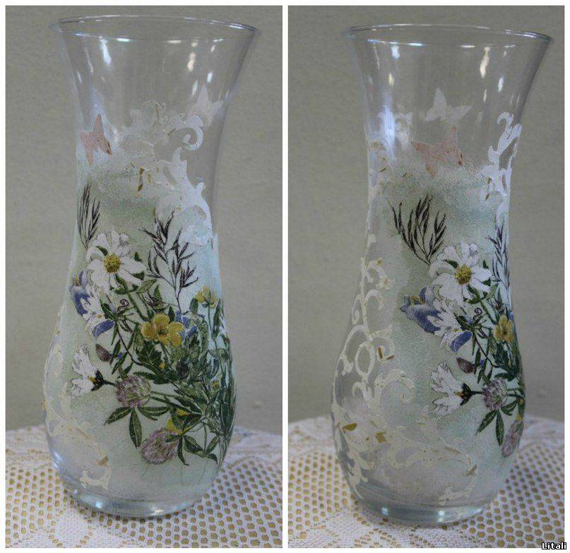 Декупаж стеклянной и керамической вазы — фото идеи и советы по декорированию