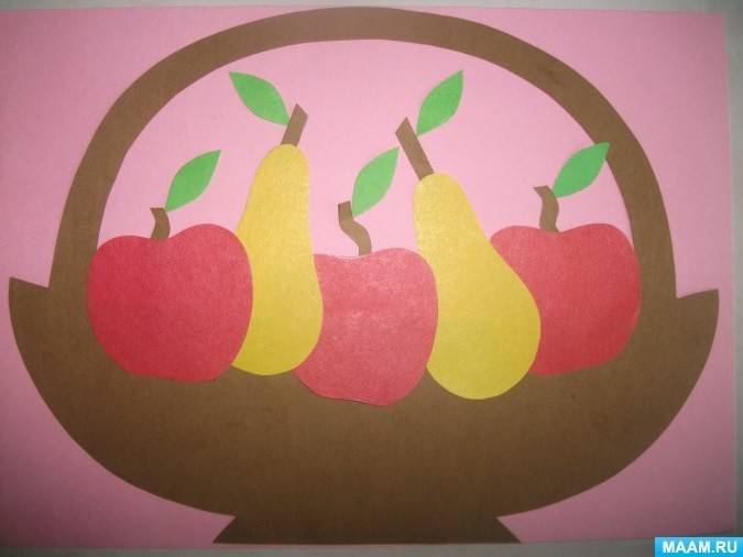 Аппликация фрукты: из цветной бумаги и картона, плоские и объемные, фото шаблонов, урок рукоделия для самых маленьких