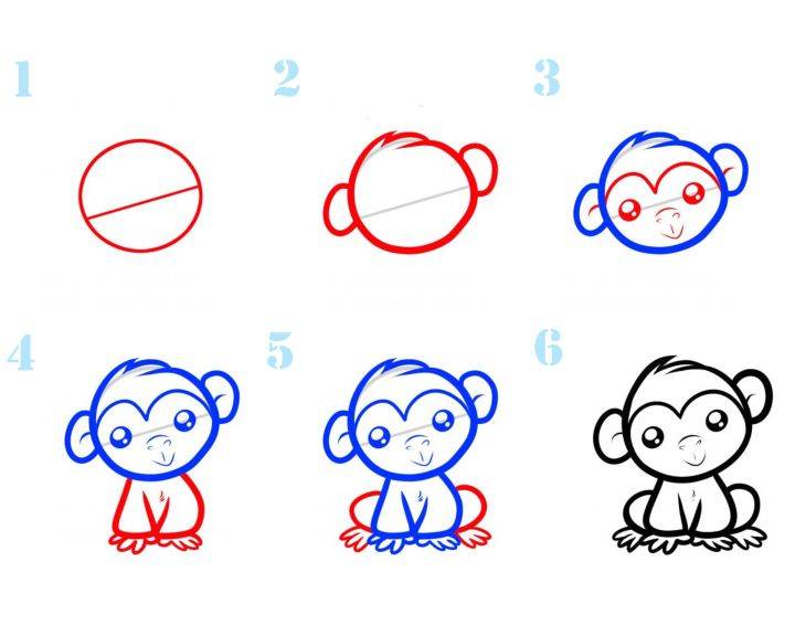 Как нарисовать обезьяну: красивый рисунок карандашом