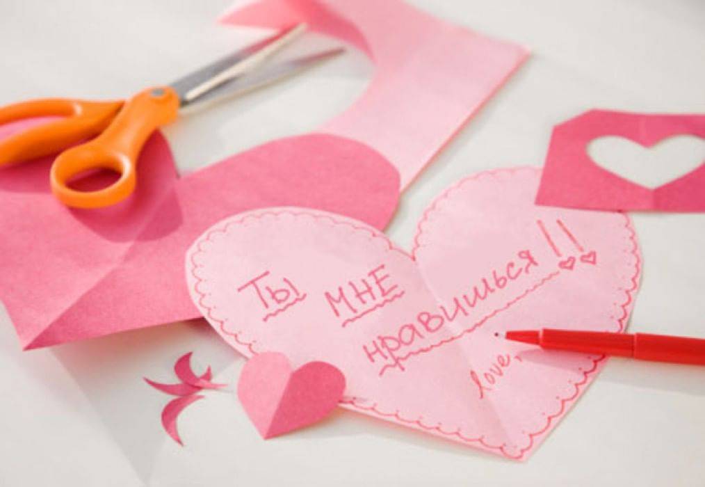 Открытка валентинов день ассамбляж валентинки картон ленты