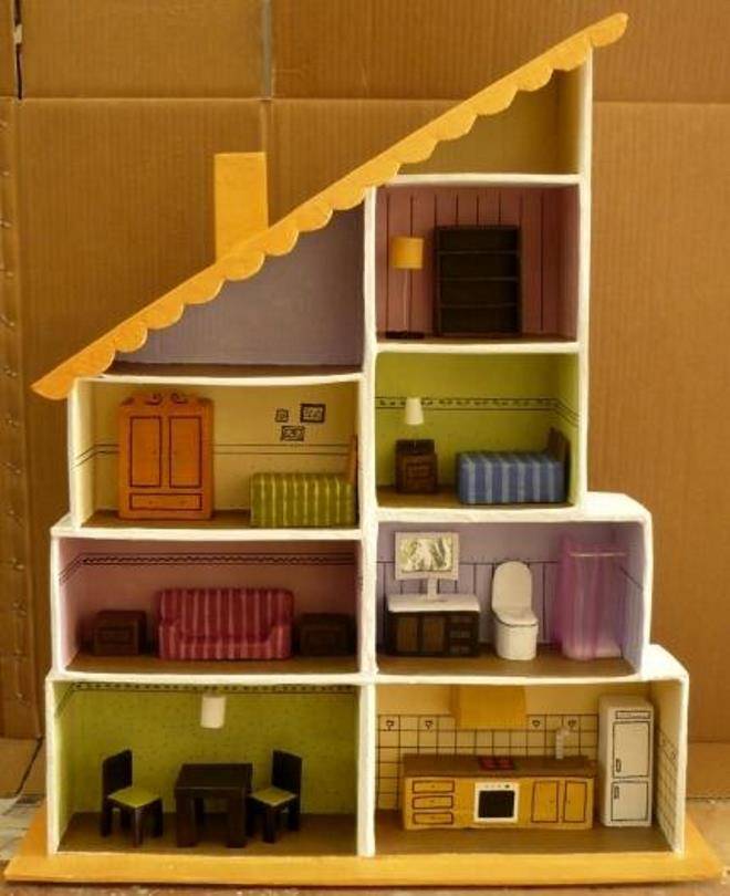 Кукольная жизнь макет модель картонаж игрушечная мебель + мк бумага картон