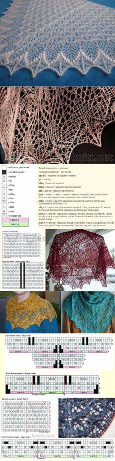 Вязание ажурной шали спицами с подробным мк, фото, схемы.
