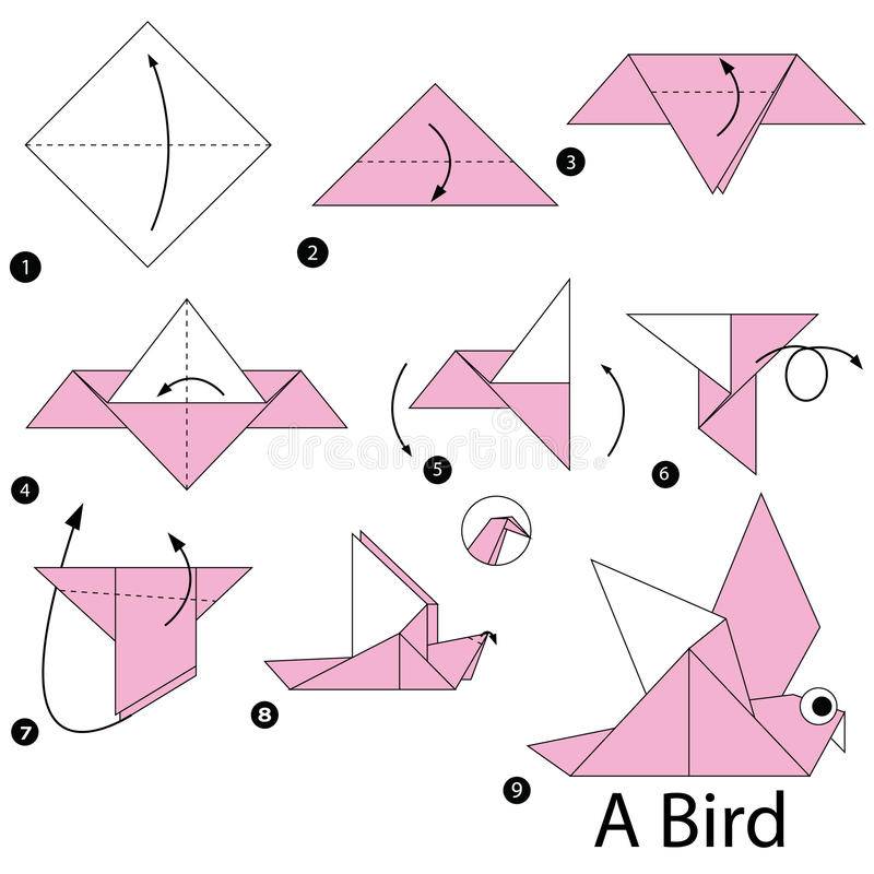 Оригами птички из бумаги схема простая для детей