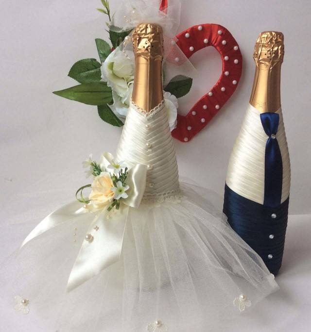 Бутылка на свадьбу своими руками: оригинальная поделка из различного материала