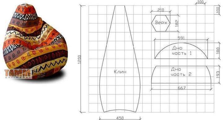 Выкройка кресла груши с подробными размерами фото