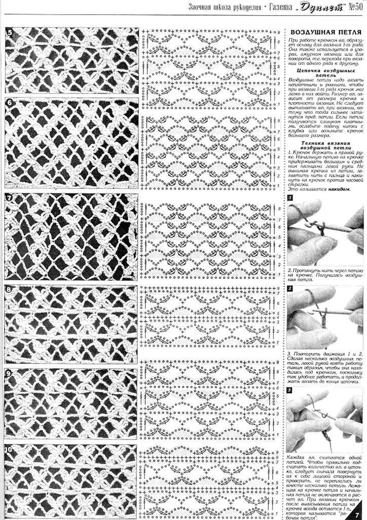 Воздушные узоры крючком со схемами и описанием - 83 фото