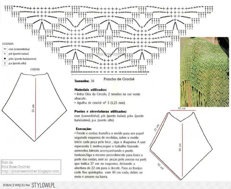 Пончо спицами: схемы вязания с подробным описанием
