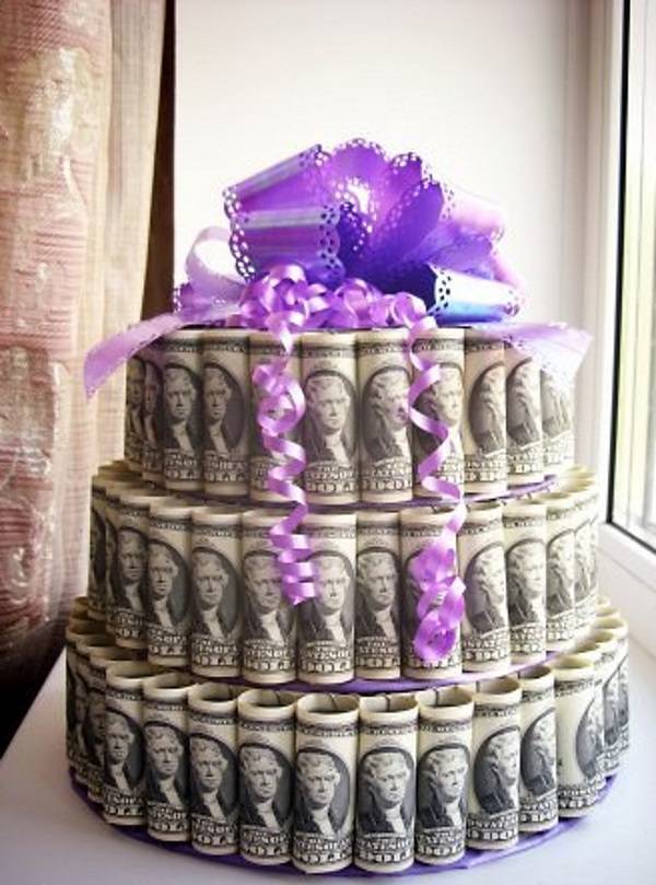 Как сделать торт из денег на свадьбу своими руками в виде мешка, сундука или чемодана с деньгами