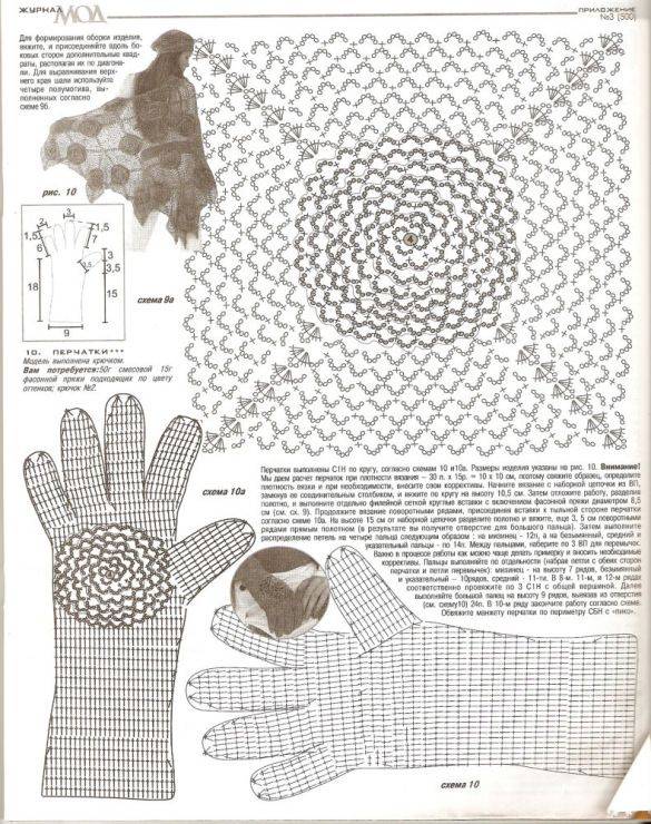 Перчатка крючком схема и описание