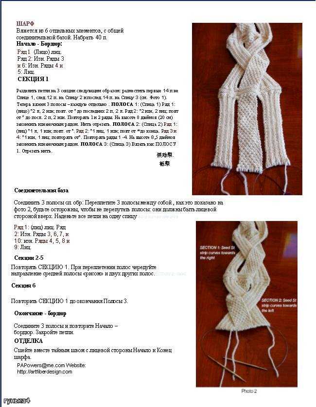Как связать шарф спицами схема