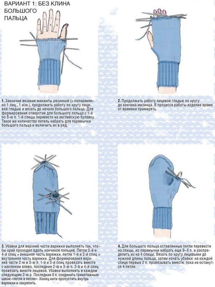 Как вязать варежки спицами по схемам вязания с видео и фото