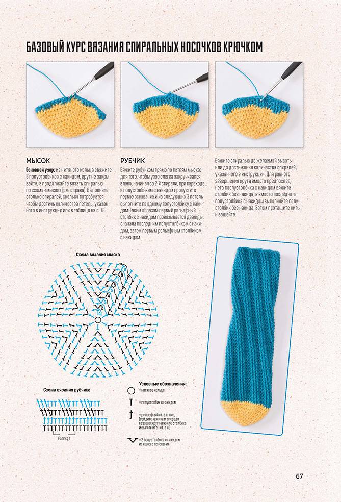 Как связать носки крючком: простые схемы