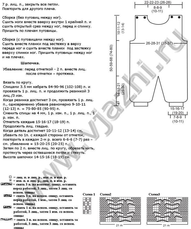 Детский комбинезон спицами для новорожденных схемы