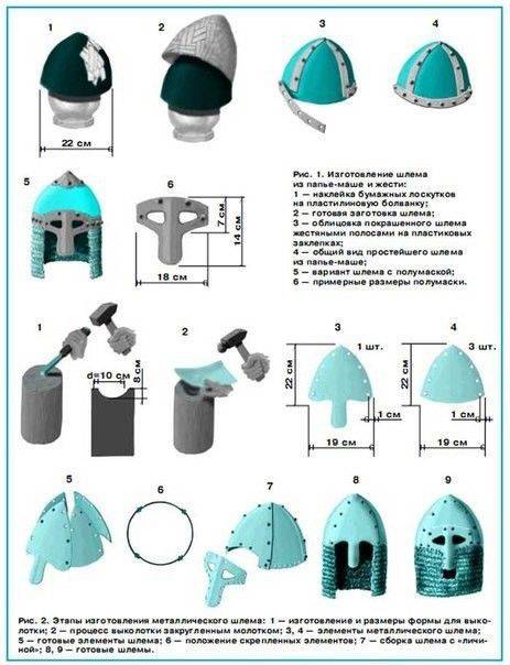 Шлем из картона чертеж