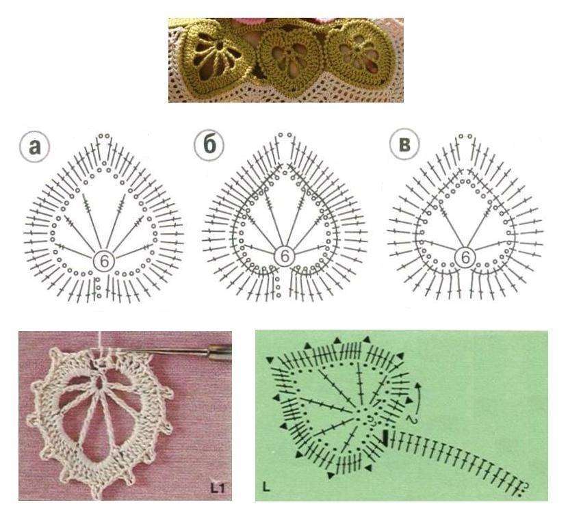 Листик крючком схема ирландское кружево