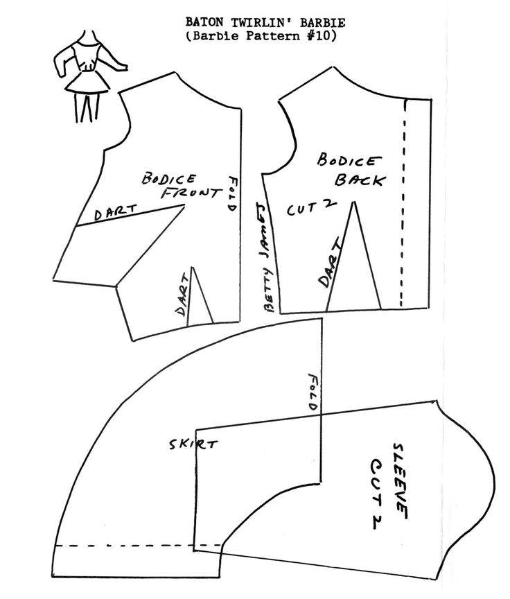 Выкройка для одежды кукол барби