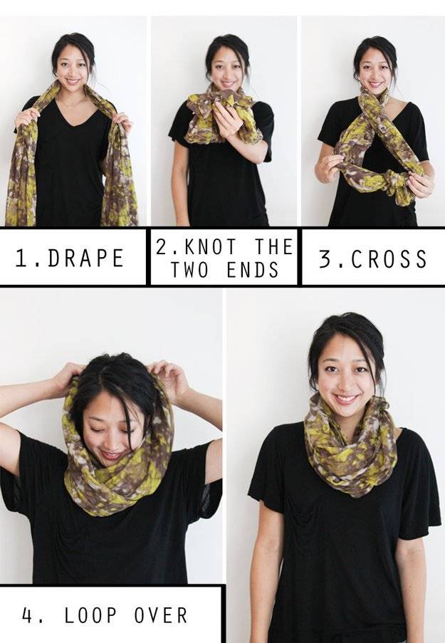 Примеры завязывания шарфов на шее для женщин