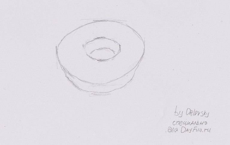 Как нарисовать пончик карандашом поэтапно