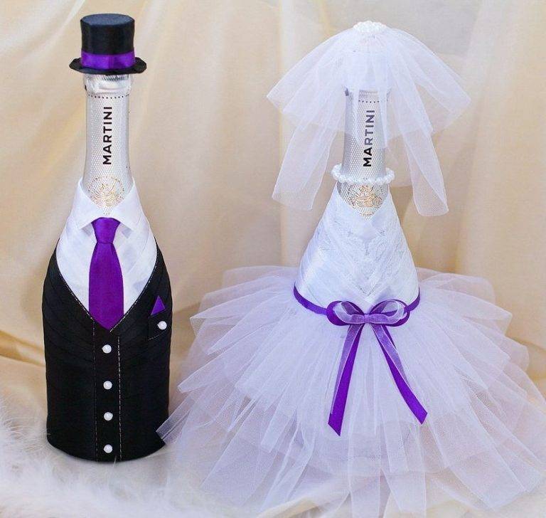 Свадебные бутылки своими руками ? красивое оформление шампанского на свадьбу