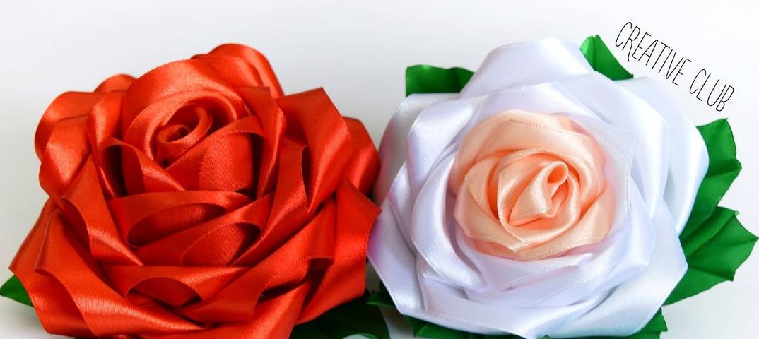 Интерьерная роза из атласных лент на стебле – три способа создания