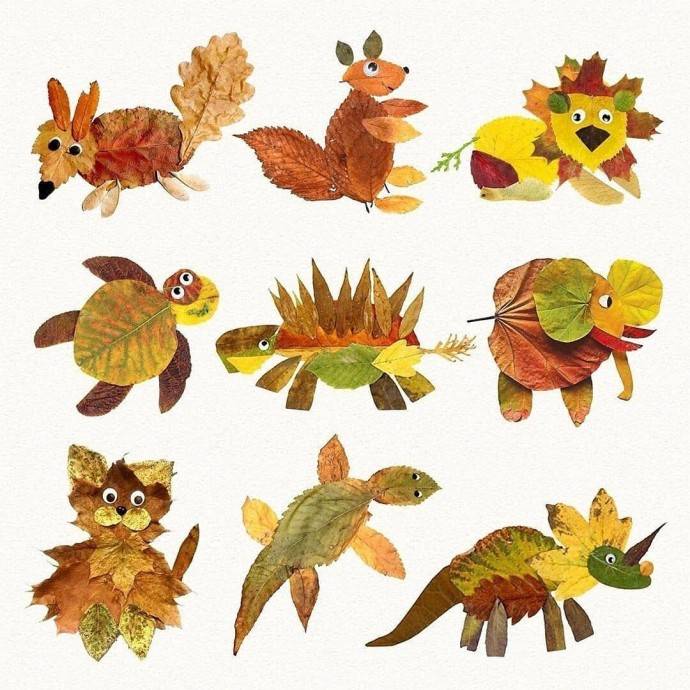 Аппликации из листьев на тему осень: интересные поделки с фото