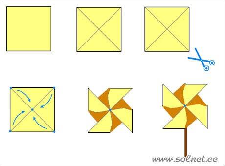 Как сделать вертушку из бумаги для детей своими руками: пошаговое видео и фото мастер классы как сложить простую ветряную вертушку флюгер