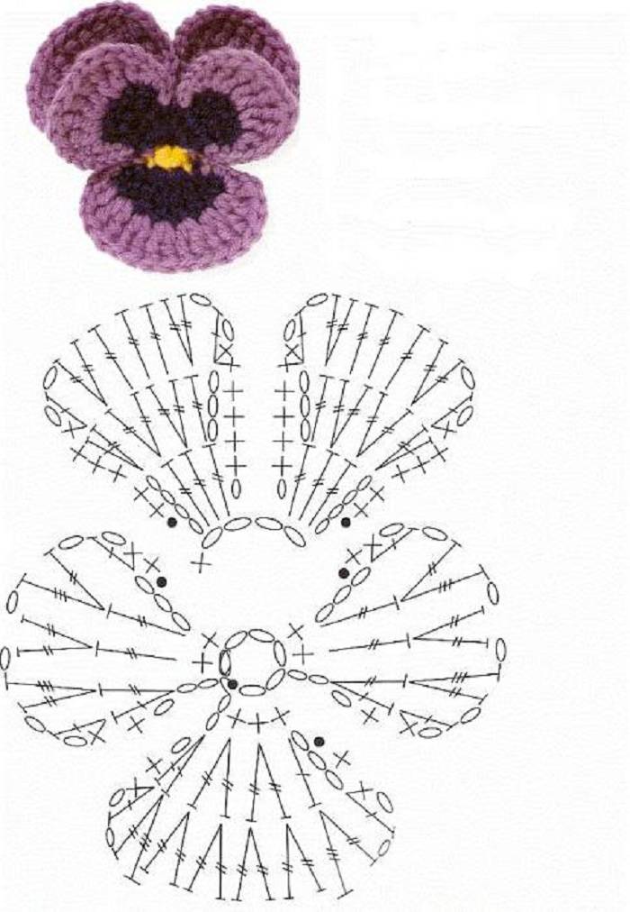 Как связать крючком цветок схема и описание крючком