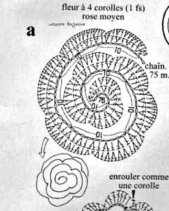 Розочка крючком схема и описание