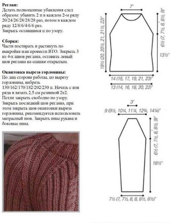 Схема вязания кардигана английской резинкой