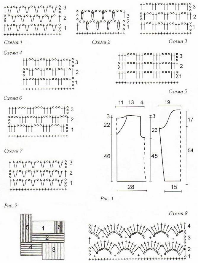 Узоры крючком со схемами для летнего кардигана