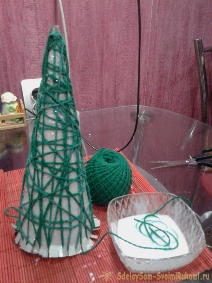 Новогодняя ёлка из ниток своими руками. как изготовить ёлочку из ниток