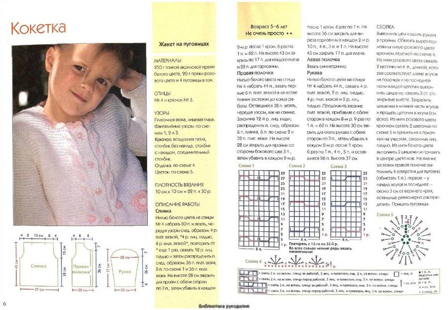 Вязанные спицами кофты для девочек разного возраста: описания и схемы