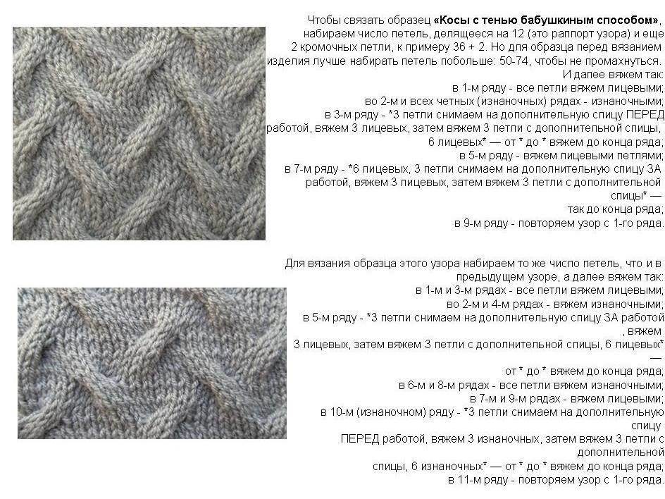 Описание и схемы вязания узора из косичек спицами для начинающих